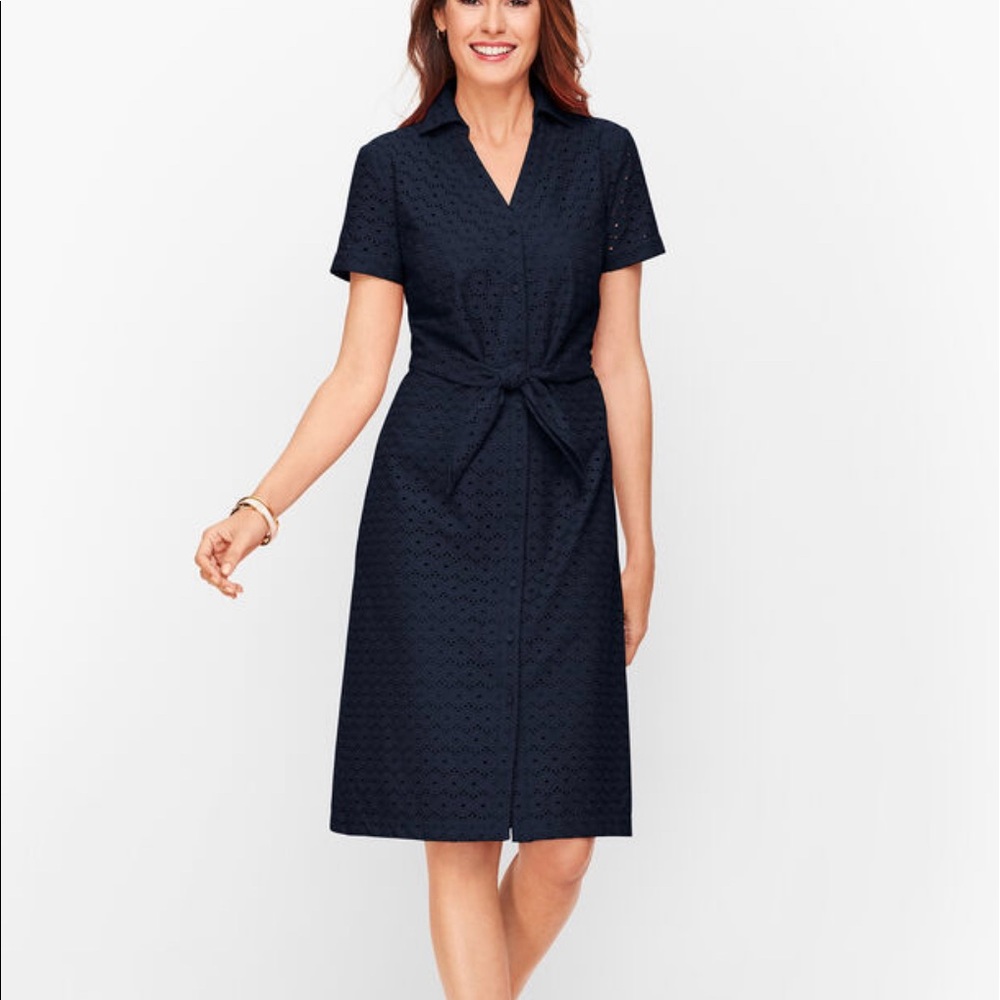 Talbot’s Eyelet Tie-front shirt dress 14P
